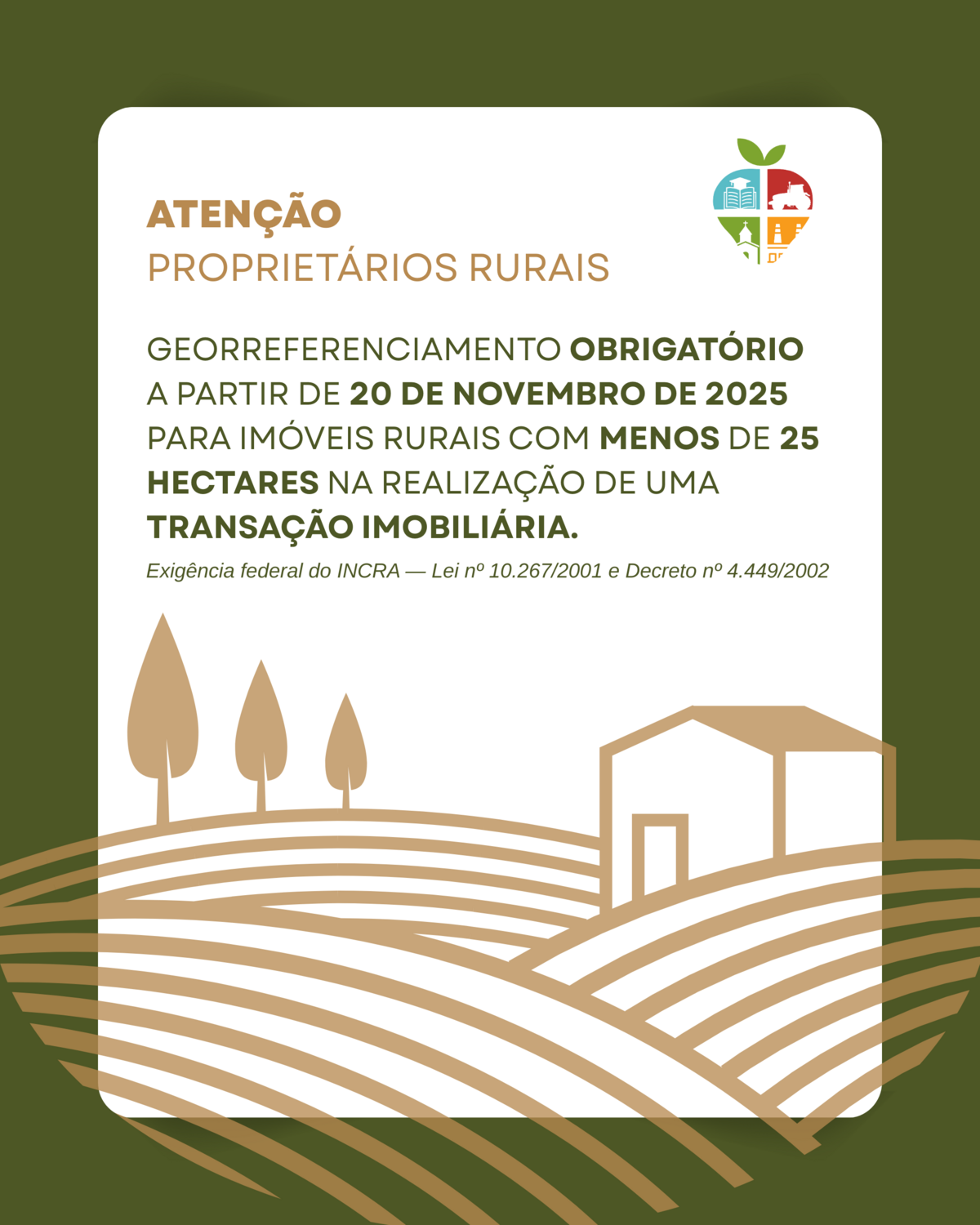 Imóveis rurais com menos de 25 hectares precisarão de georreferenciamento para regularização imoveis-rurais-com-menos-de-25-hectares-precisarao-de-georreferenciamento-para-regularizacao